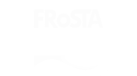 Logo of "FROSTA" featuring bold letters and a wavy line with a dot, on a white background.