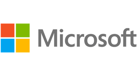 Microsoft logo featuring four colored squares (red, green, blue, yellow) and the word "Microsoft" in gray.