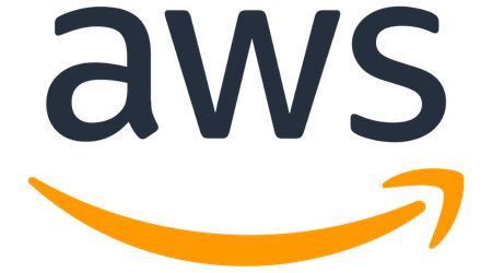 Logo of Amazon Web Services (AWS) featuring stylized text and an orange curved arrow.